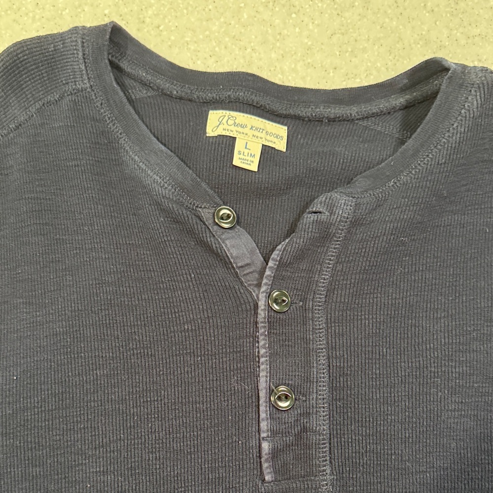 J. Crew Men's Charcoal Long Sleeve Henley
